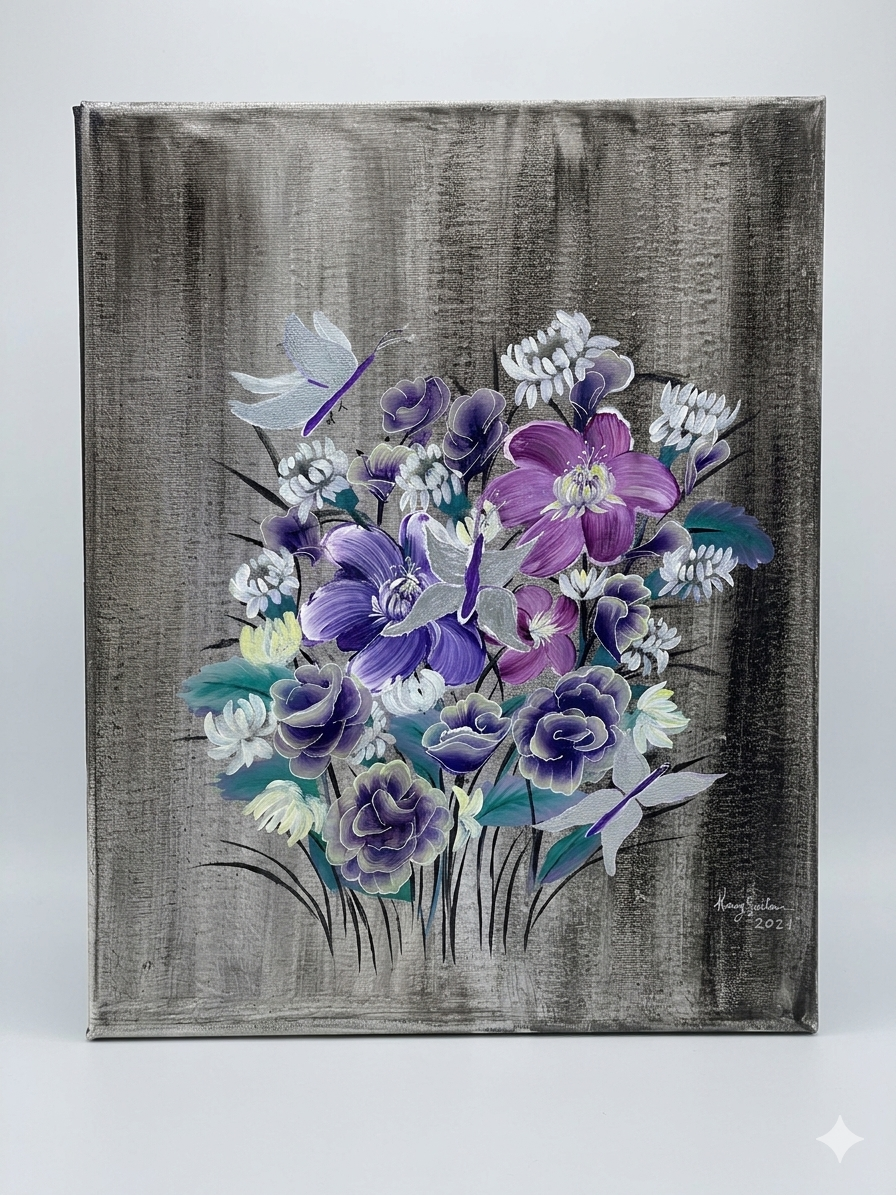 Light and airy abstract acrylic painting with breezy hues and soft, morning-inspired colors.