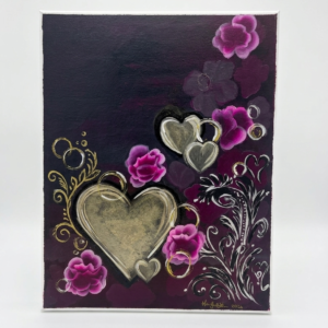 Original abstract acrylic painting featuring soft mauve and purple tones with expressive textures.