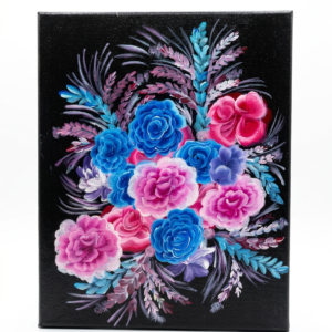 Original vibrant abstract acrylic painting with energetic floral-inspired brushstrokes on canvas.